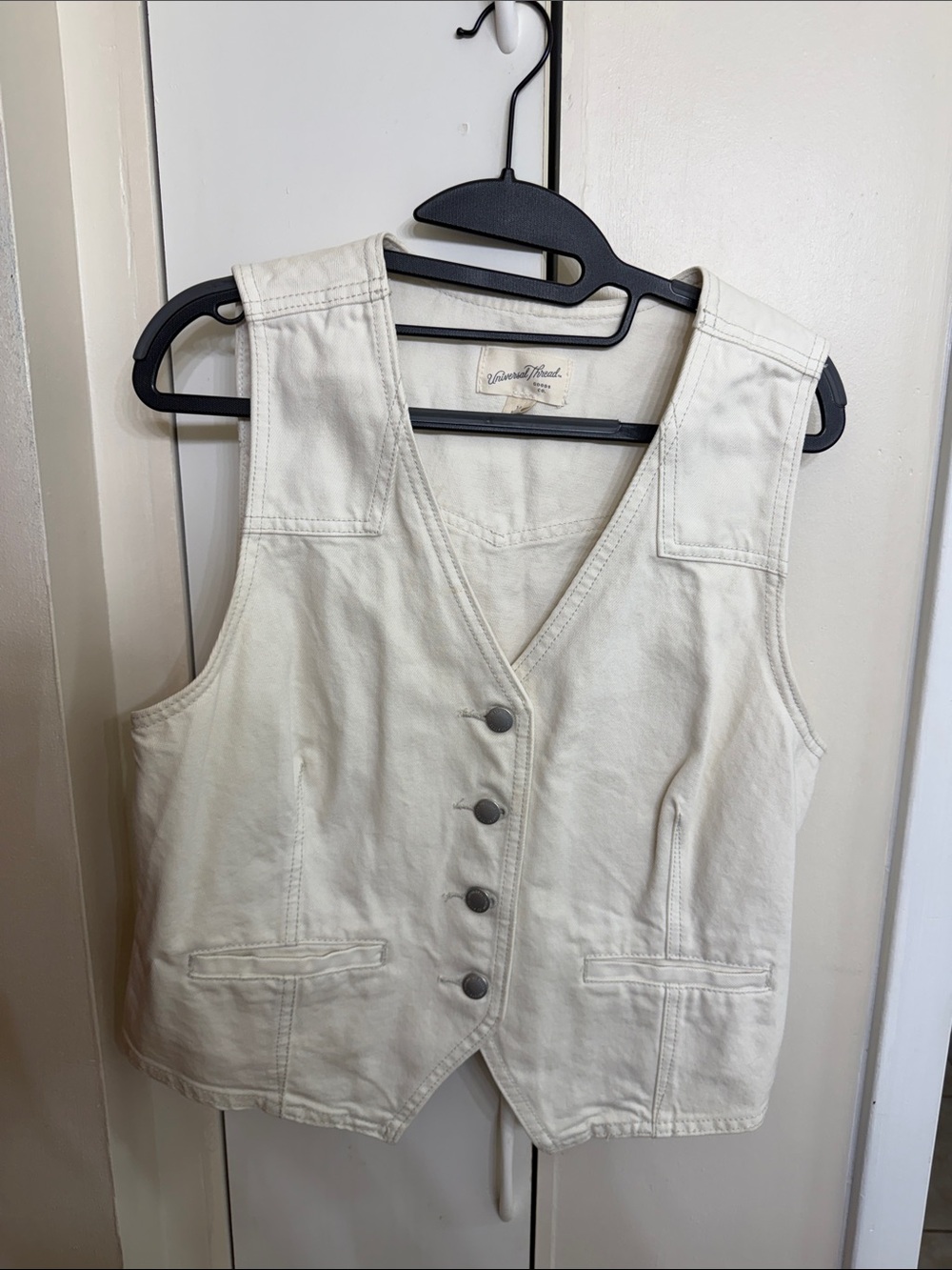 Universal Thread Cream Canvas Vest Crop Top
